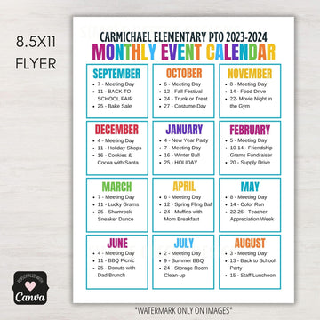 monthly event calendar